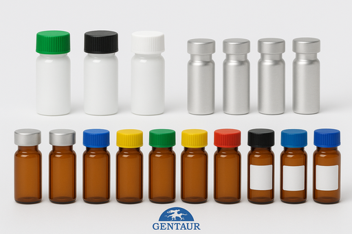 [labsk5635] 96 Braunglasröhrchen 2 ml im Ablagekasten aus Polypropylen mit Alu-Schraubverschluß - B-9002-PP